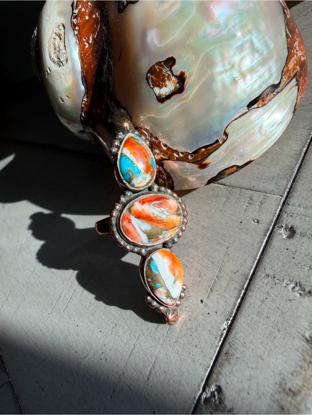 Orange Spiny Crush Adjustable Ring
